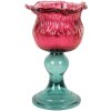 Clayre & Eef Bougeoir Verre Rose et Vert 10x16 cm