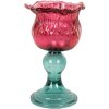 Clayre & Eef Bougeoir Verre Rose et Vert 10x16 cm