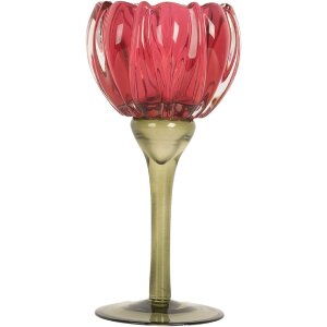 Clayre & Eef 6GL5349 Bougeoir Verre Rose & Vert...