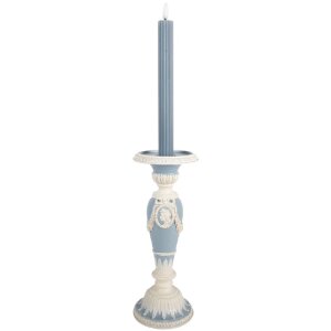 Clayre & Eef 6PR5801 Bougeoir Ø 10x27 cm Blanc et Bleu