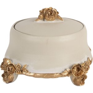 Boîte à bijoux Ø 14x9 cm Beige-Or...
