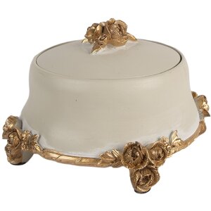 Boîte à bijoux Ø 14x9 cm Beige-Or Clayre & Eef