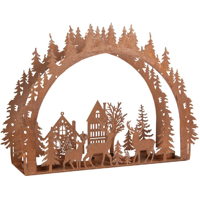 Clayre & Eef Bougeoir Scène de Noël 32x9x23 cm Marron