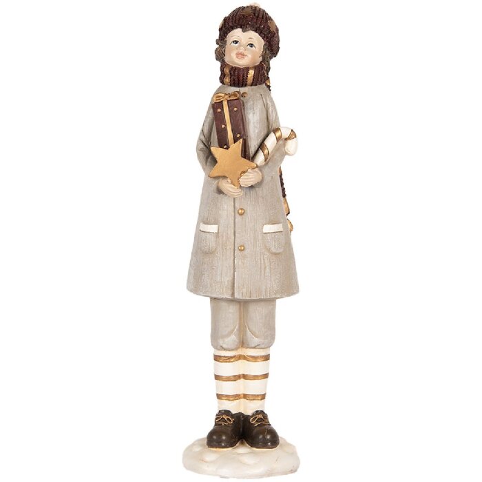 Clayre & Eef Décoration Enfant 8x8x30 cm Gris et Marron