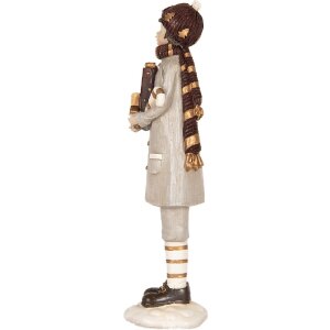 Clayre & Eef Décoration Enfant 8x8x30 cm Gris et Marron