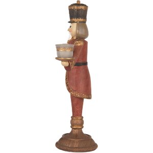 Bougeoir Casse-Noisette Clayre & Eef Rouge et Doré 21x9x30 cm