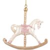 Clayre & Eef 6PR5412 Décoration Suspendue Cheval à Bascule Blanc et Or