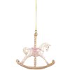 Clayre & Eef 6PR5412 Décoration Suspendue Cheval à Bascule Blanc et Or