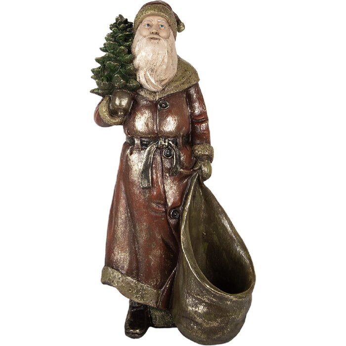 Décoration Père Noël Clayre & Eef 6PR5590 24x17x47 cm Rouge et Doré