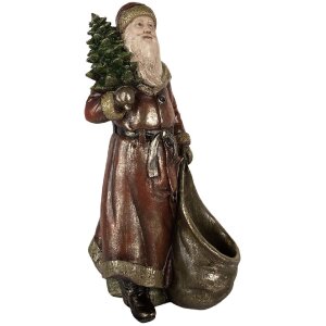 Décoration Père Noël Clayre & Eef 6PR5590 24x17x47 cm Rouge et Doré