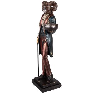 Clayre & Eef Bougeoir Schaf 13x10x35 cm Marron et Bleu