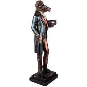 Clayre & Eef Bougeoir Schaf 13x10x35 cm Marron et Bleu