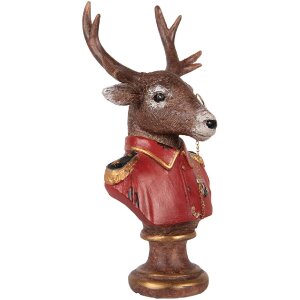 Buste Décoration Renne Clayre & Eef 10x8x19 cm Marron/Rouge