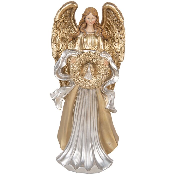 Clayre & Eef Décoration Ange 16x13x35 cm Doré Argenté
