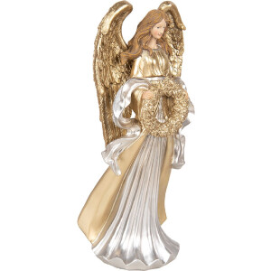Clayre & Eef Décoration Ange 16x13x35 cm Doré Argenté