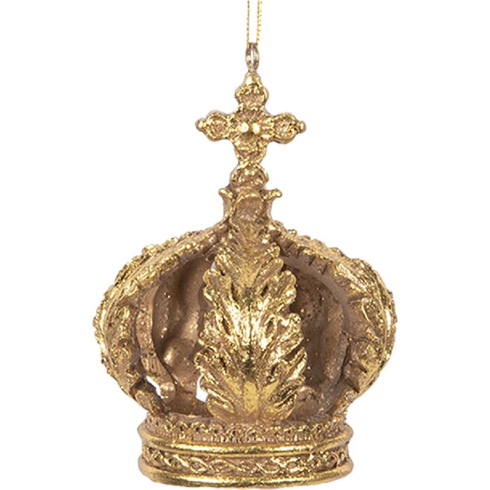 Clayre & Eef Décoration Suspendue Couronne Ø 7x9 cm Dorée