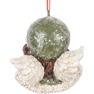 Ornement décoratif Ange Clayre & Eef 7x7x7 cm Vert et Beige