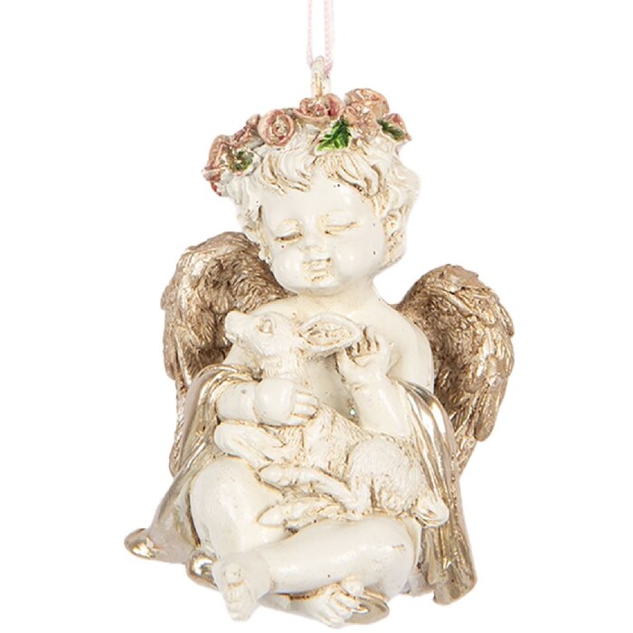 Clayre & Eef 6PR5707 Décoration Suspendue Ange Beige-Doré