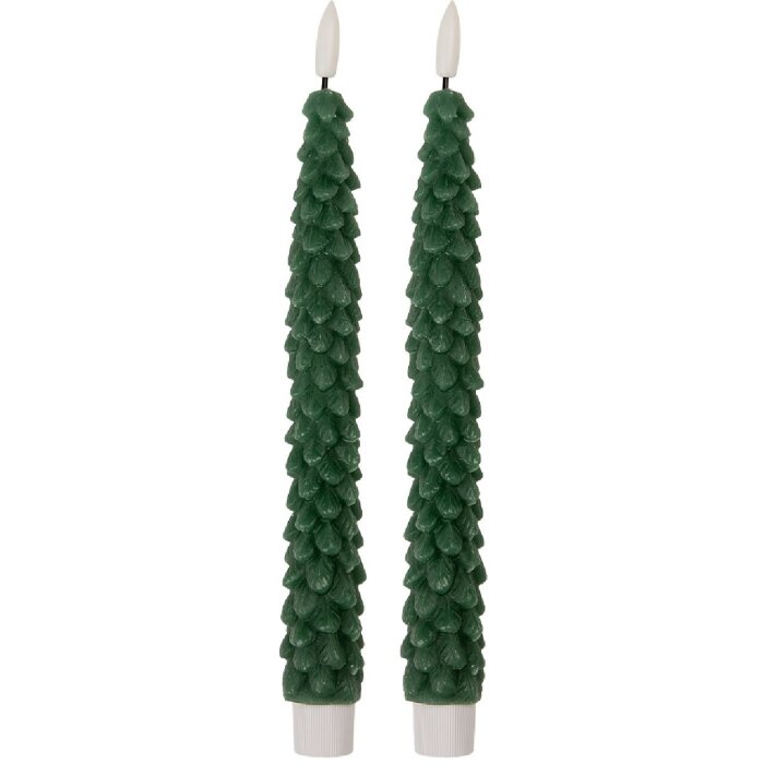 Clayre & Eef 6CA0001DGR Ensemble de 2 bougeoirs LED Vert 3x25 cm