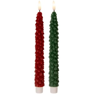 Clayre & Eef 6CA0001DGR Ensemble de 2 bougeoirs LED Vert 3x25 cm