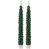Clayre & Eef 6CA0001DGR Ensemble de 2 bougeoirs LED Vert 3x25 cm