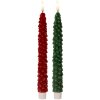 Clayre & Eef 6CA0001DGR Ensemble de 2 bougeoirs LED Vert 3x25 cm