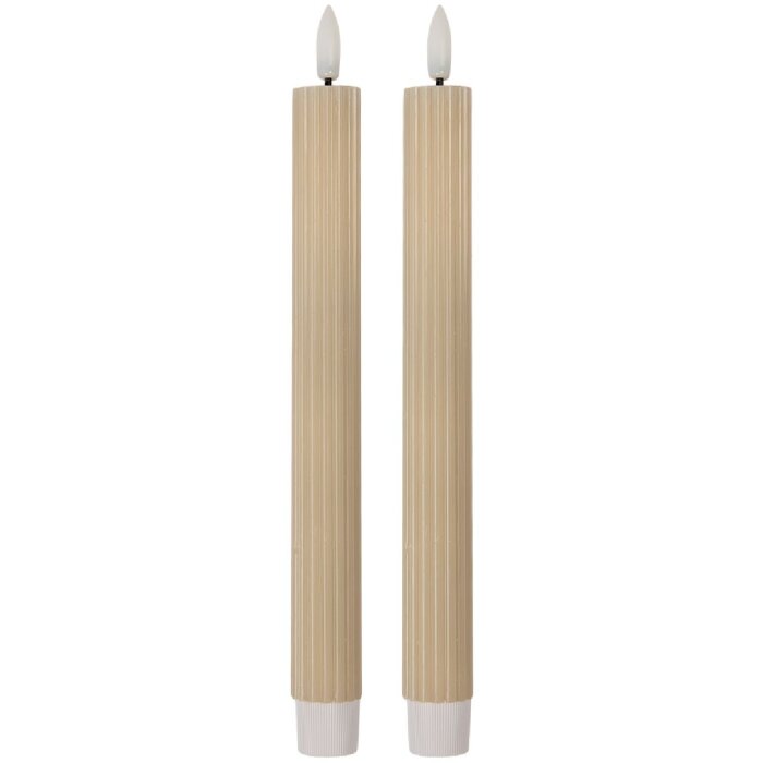 Clayre & Eef Set de 2 Bougeoirs à LED Beige 25cm
