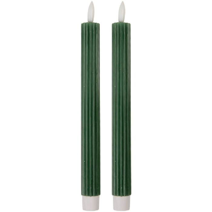Clayre & Eef Ensemble de 2 Bougeoirs LED Vert 25cm