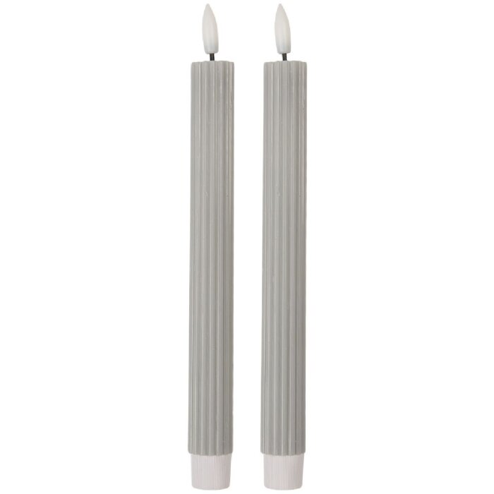 Clayre & Eef 6CA0002G Bougeoirs LED Set 2 Ø 2x25 cm Gris
