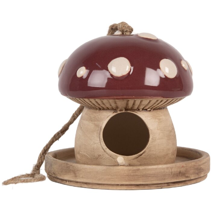 Clayre & Eef 6CE2319 Maison à Oiseaux Beige-Rouge 13x13 cm