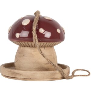 Clayre & Eef 6CE2319 Maison à Oiseaux Beige-Rouge 13x13 cm