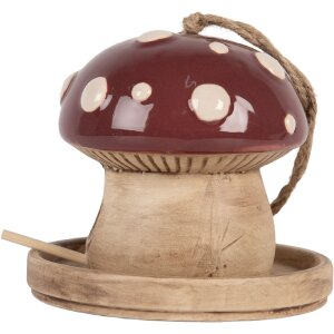 Clayre & Eef 6CE2319 Maison à Oiseaux Beige-Rouge 13x13 cm