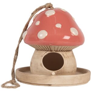 Clayre & Eef Maison doiseaux Beige-Rose 13 cm