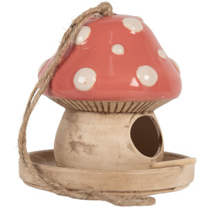Clayre & Eef Maison doiseaux Beige-Rose 13 cm