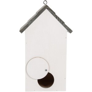 Clayre & Eef Maison doiseau 15x10x22 cm Blanc Gris