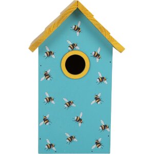 Clayre & Eef Nichoir Bois 15x10x22 cm Bleu Jaune