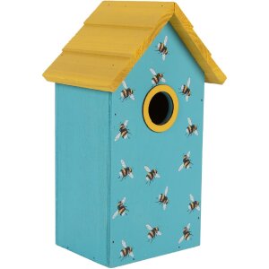 Clayre & Eef Nichoir Bois 15x10x22 cm Bleu Jaune