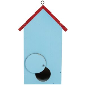 Clayre & Eef Maison à oiseaux 15x10x22 cm Bleu et Rouge