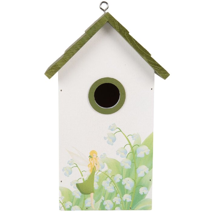 Clayre & Eef Maison à Oiseaux 15x10x22 cm Blanc/Vert