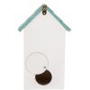 Clayre & Eef Maisonnette Oiseaux 15x10x22 cm Blanc-Turquoise