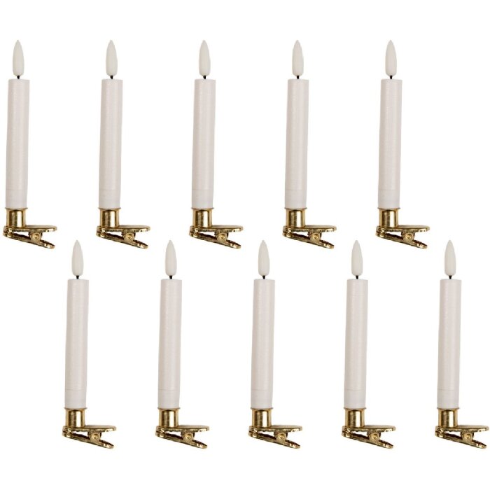 Clayre & Eef 6CA0008 Ensemble de 10 bougeoirs LED blancs 2x14 cm