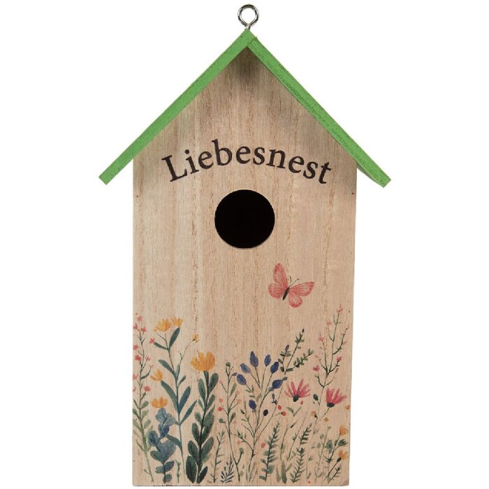 Clayre & Eef Maison à Oiseaux 14x10x23 cm Blanc Vert