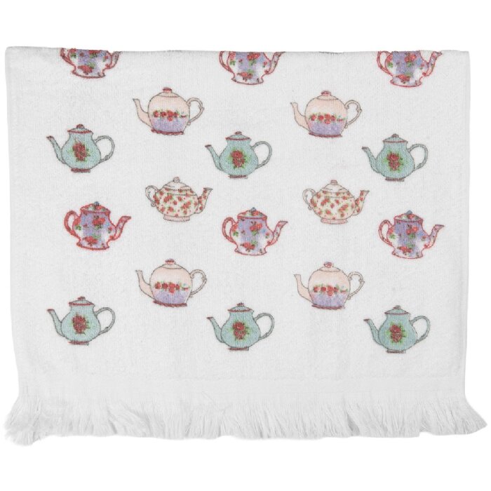 Serviette de toilette Clayre & Eef CT035 40x66 cm Blanc/Bleu