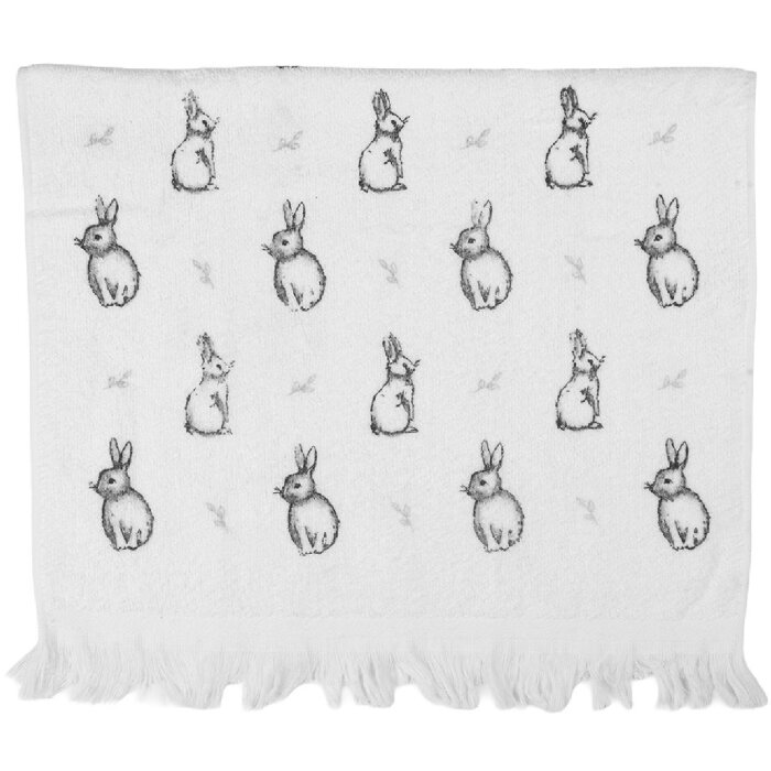 Serviette de toilette Clayre & Eef CTBNS-1 40x66 cm Blanc-Gris
