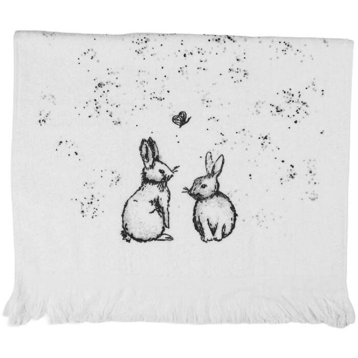 Serviette invitée Clayre & Eef CTBNS-2 40x66 cm Blanc-Gris