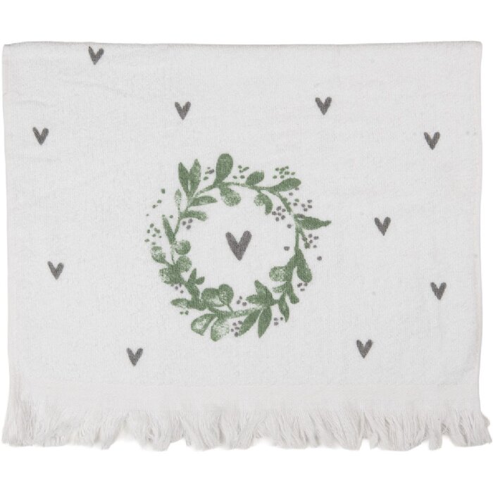 Clayre & Eef CTLNL Serviette Invité 40x66 cm Blanc/Vert