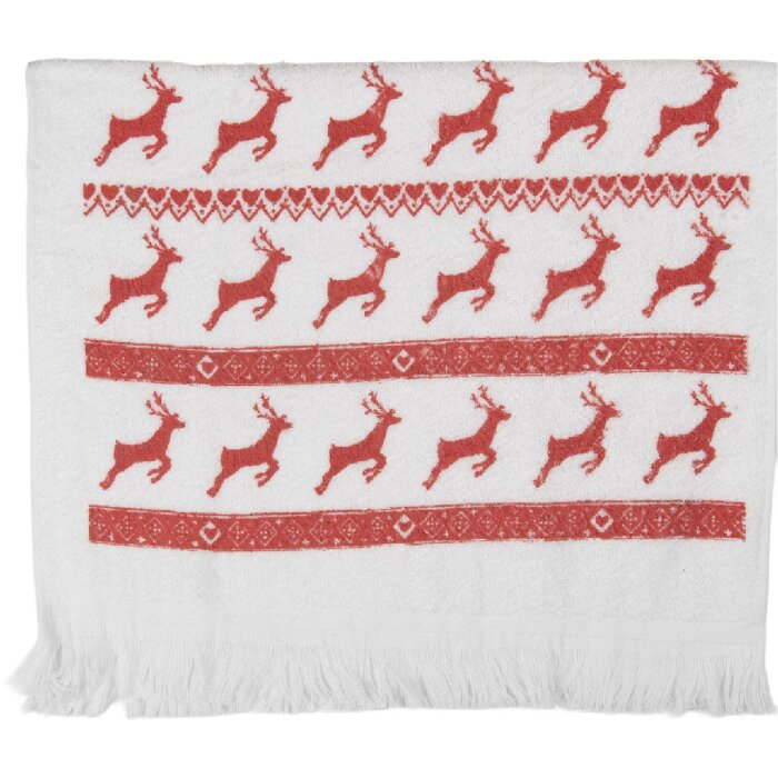 Clayre & Eef Serviette Invité 40x66 cm Blanc Bordure Rouge