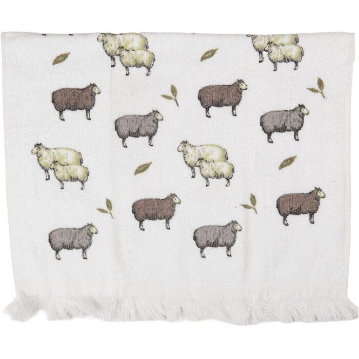 Clayre & Eef CTNSF Serviette Invité 40x66 cm Blanc/Marron