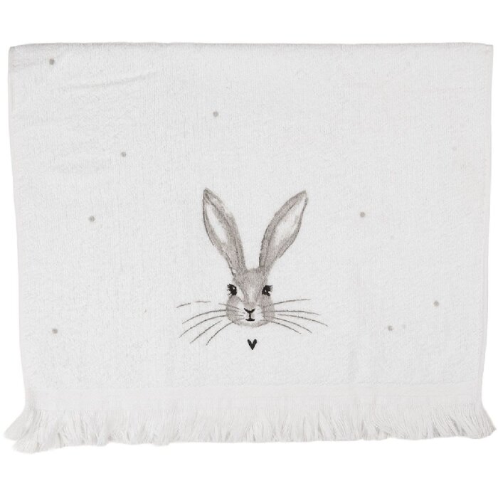 Clayre & Eef CTRUB Serviette de Toilette 40x66 cm Gris-Blanc