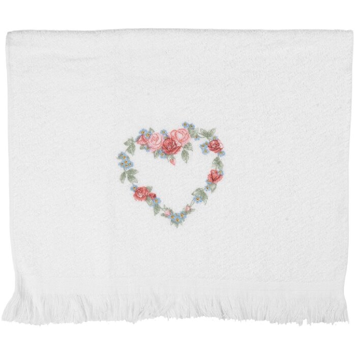 Serviette de toilette invité 40x66 cm Clayre & Eef Blanc Rose